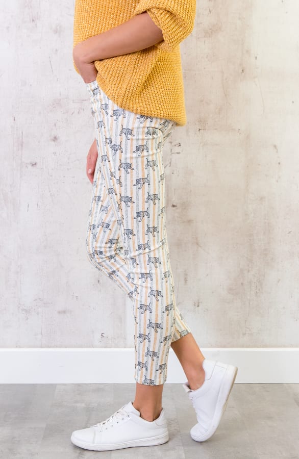 Leopard Striped Jeans Geel – shoparchief, foto 3