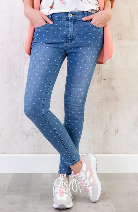Stippen Skinny Jeans Blauw – shoparchief, foto 1