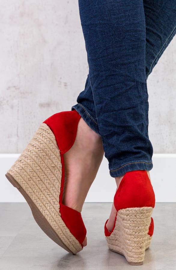 Sleehakken Suede Rood – shoparchief, foto 4
