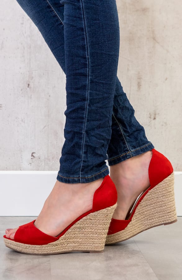 Sleehakken Suede Rood – shoparchief, foto 3