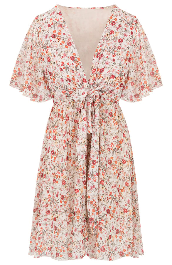 Bloemen Jurk Beige – shoparchief, foto 1