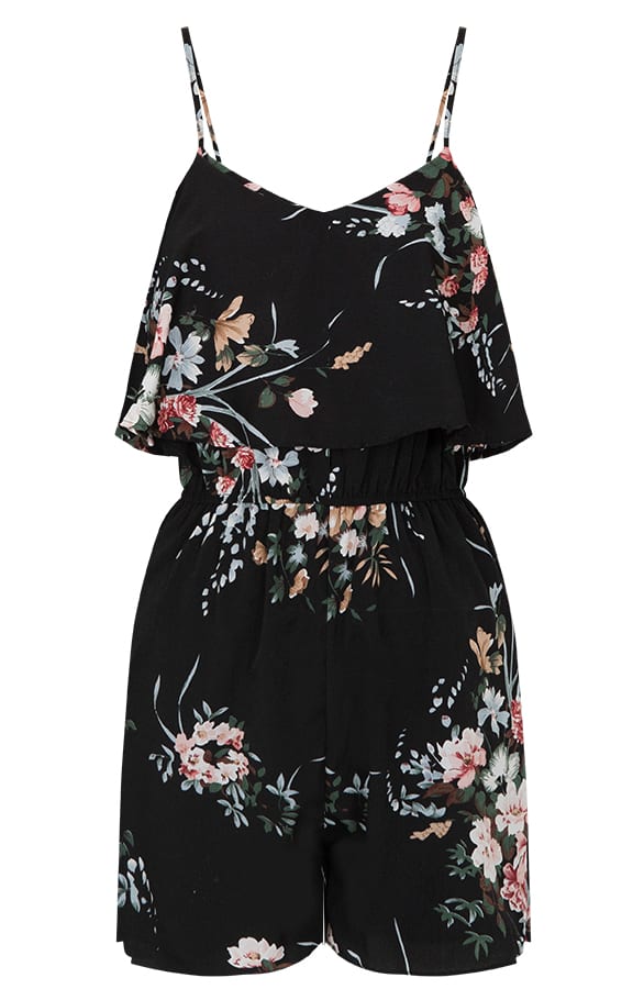 Bloemen Playsuit Zwart – shoparchief, foto 6