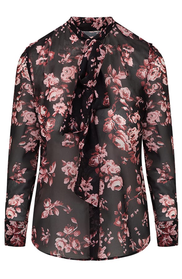 Blouse Bloemenprint Zwart – shoparchief, foto 1