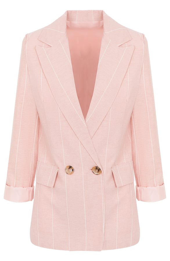 Linnen Blazer Gestreept Roze – shoparchief, foto 1