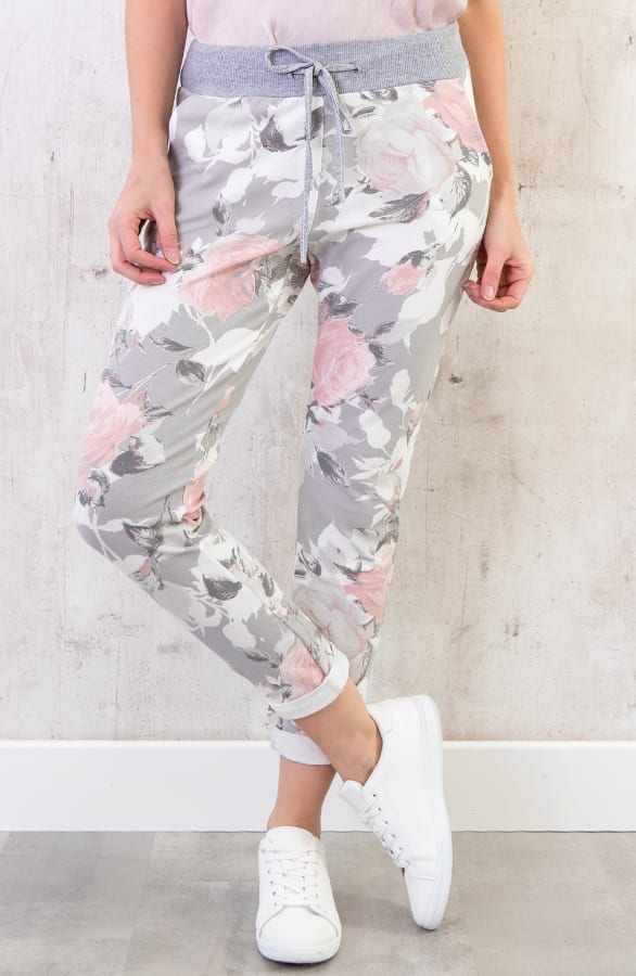 Joggingbroek Bloemen Grijs – shoparchief, foto 1