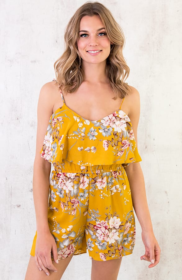 Blumen Playsuit Ockergelb, Shoparchiv, Foto 1