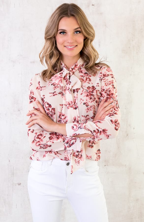 Blouse Bloemenprint Creme – shoparchief, foto 3