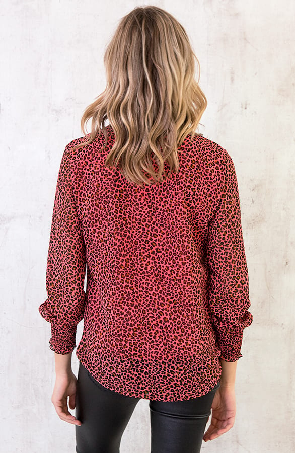 Leopard Strik Blouse Koraal – shoparchief, foto 4