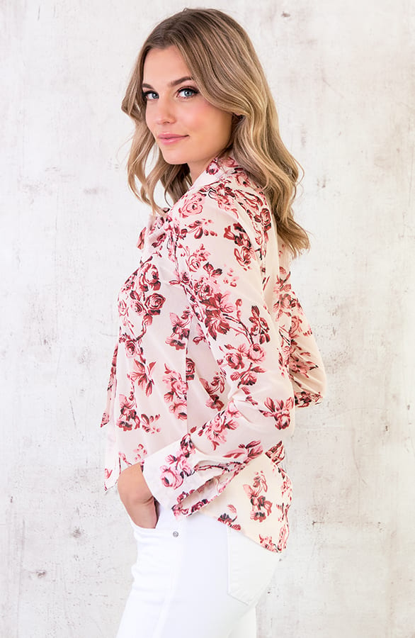 Blouse Bloemenprint Creme – shoparchief, foto 5
