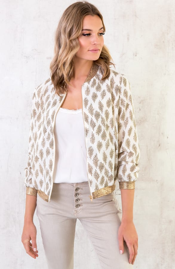 Bomber Jasje Bladprint Goud – shoparchief, foto 7