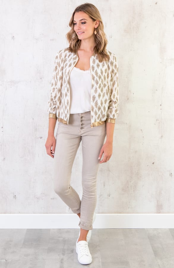 Bomber Jasje Bladprint Goud – shoparchief, foto 5