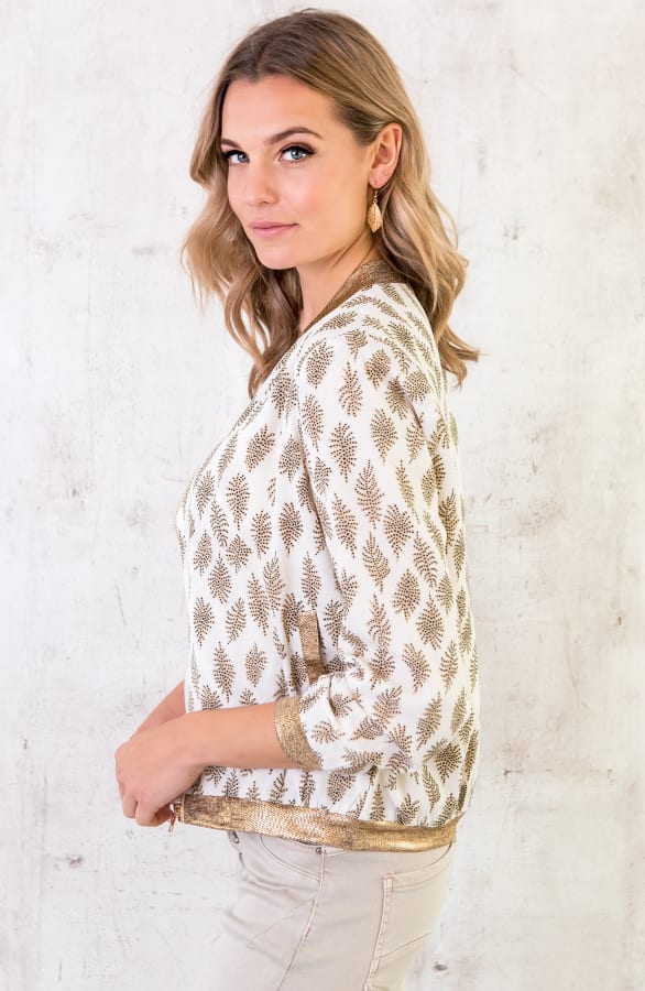 Bomber Jasje Bladprint Goud – shoparchief, foto 3