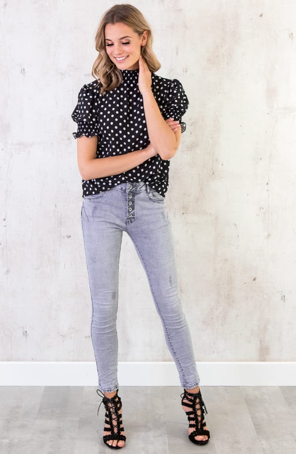 Stippen Col Top Zwart – shoparchief, foto 7
