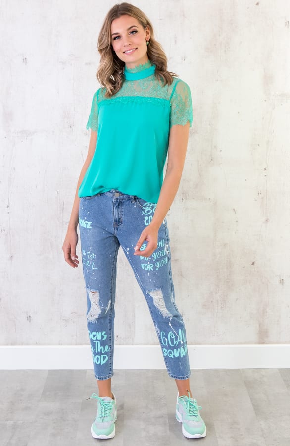 Top Kant Dames Turquoise – shoparchief, foto 3
