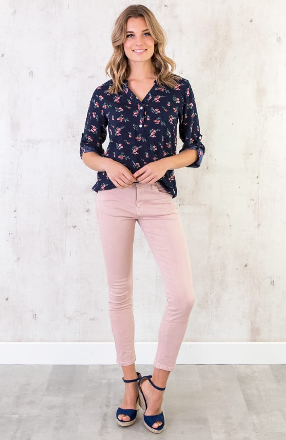 Blouse Bloemen Donkerblauw – shoparchief, foto 4