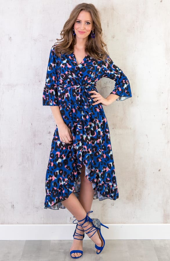 Midi Jurk Panterprint Kobalt – shoparchief, foto 5