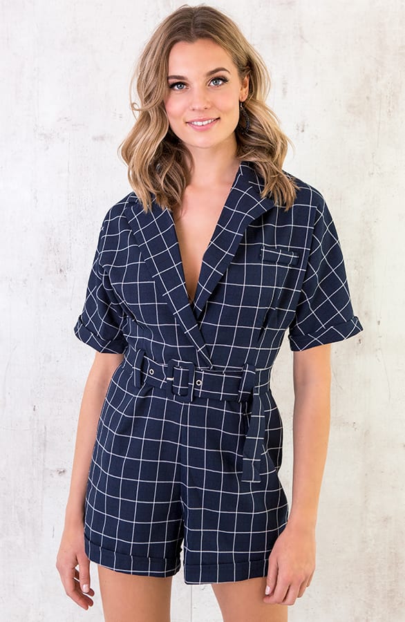 Playsuit Geblokt Marineblauw – shoparchief, foto 1