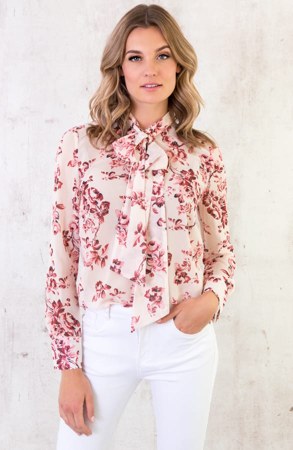 Blouse Bloemenprint Creme – shoparchief, foto 2