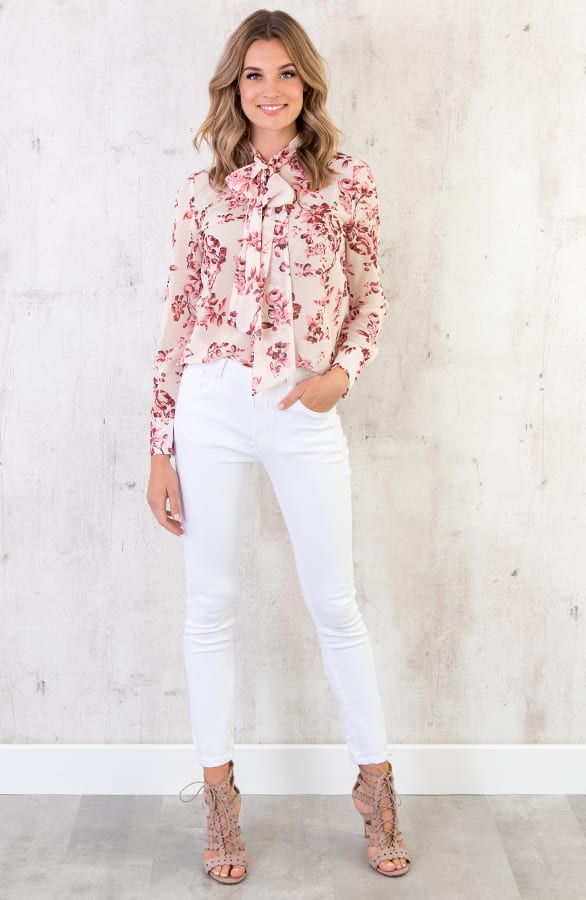Blouse Bloemenprint Creme – shoparchief, foto 4