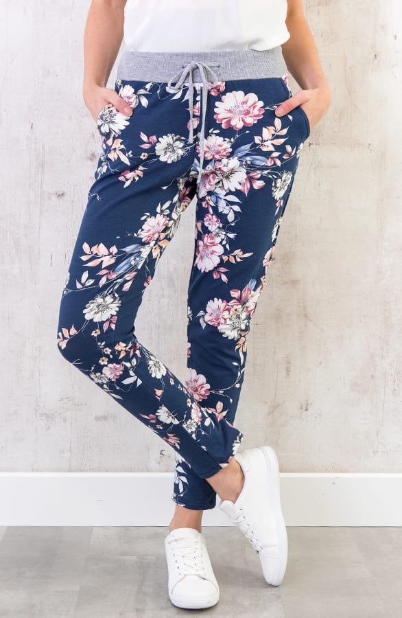 Jogging Jeans Flower Navy – shoparchief, foto 1