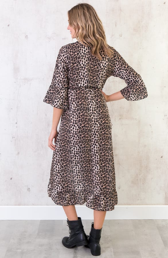 Midi Jurk Panterprint Bruin – shoparchief, foto 4