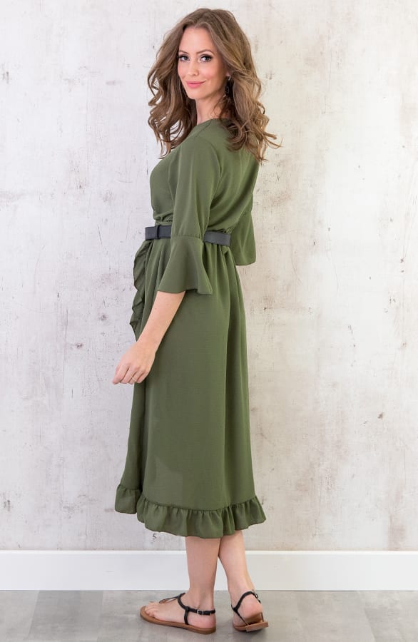 Midi Jurk Legergroen – shoparchief, foto 4