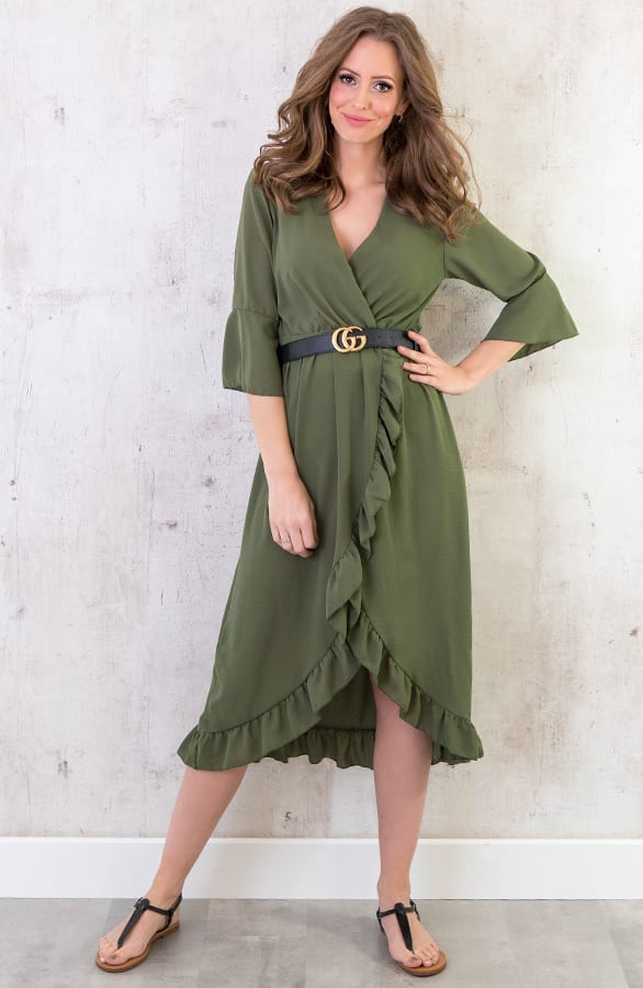 Midi Jurk Legergroen – shoparchief, foto 6