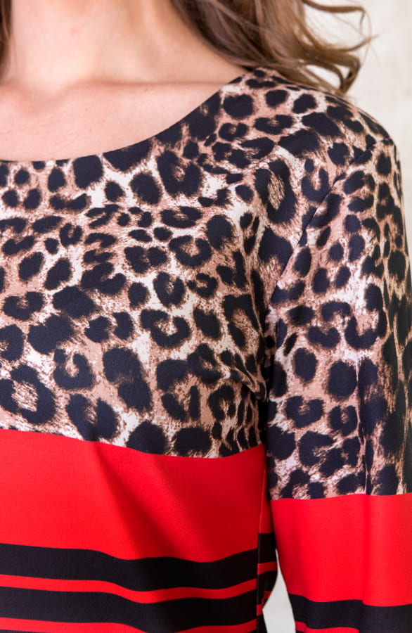 Gestreifte Tunika Mit Leopardenprint Rot, Shoparchiv, Foto 4