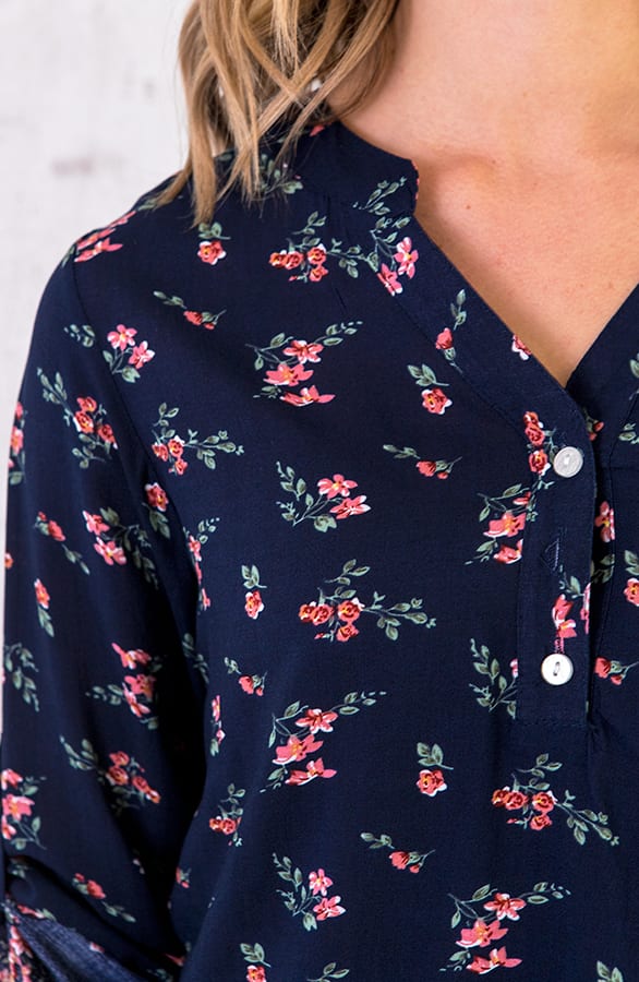 Blouse Bloemen Donkerblauw – shoparchief, foto 5