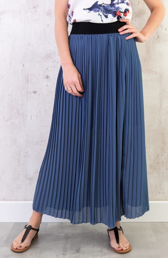 Plooirok Dames Jeansblauw – shoparchief, foto 2
