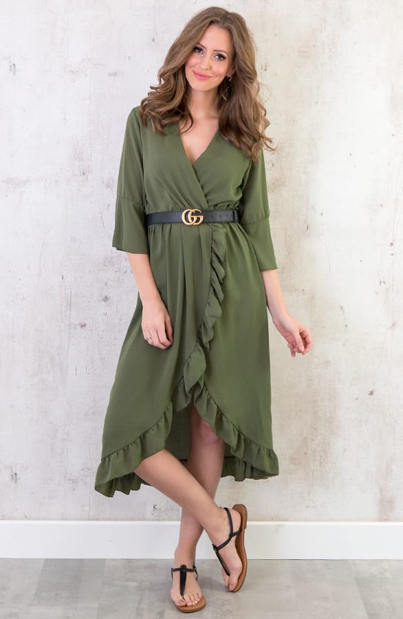 Midi Jurk Legergroen – shoparchief, foto 3