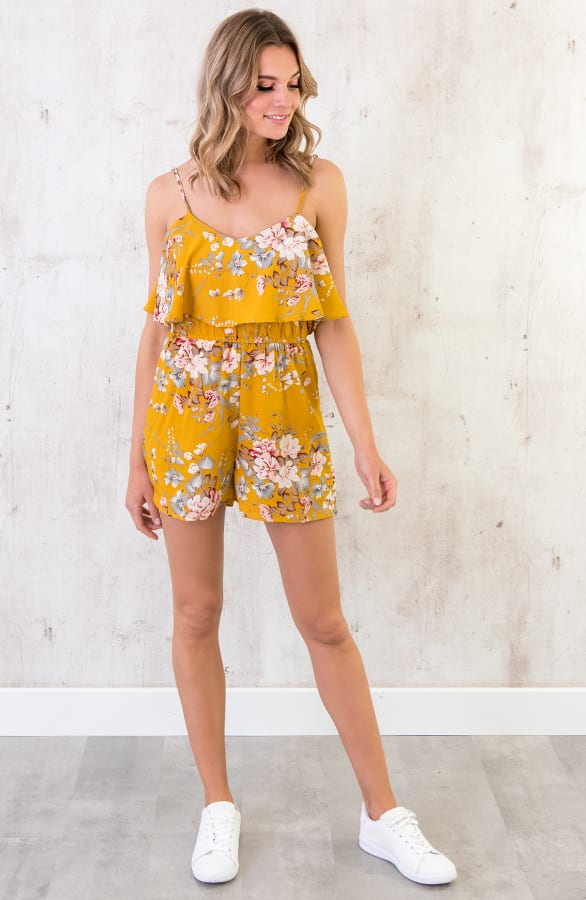 Blumen Playsuit Ockergelb, Shoparchiv, Foto 5
