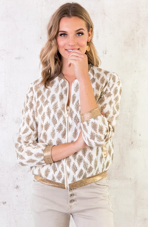 Bomber Jasje Bladprint Goud – shoparchief, foto 4
