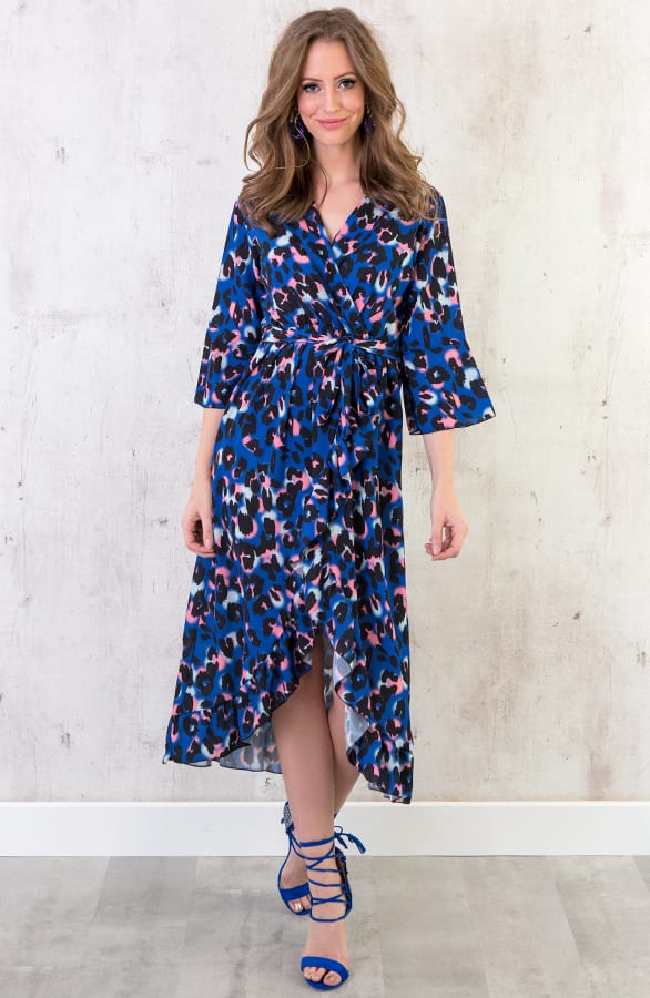 Midi Jurk Panterprint Kobalt – shoparchief, foto 2