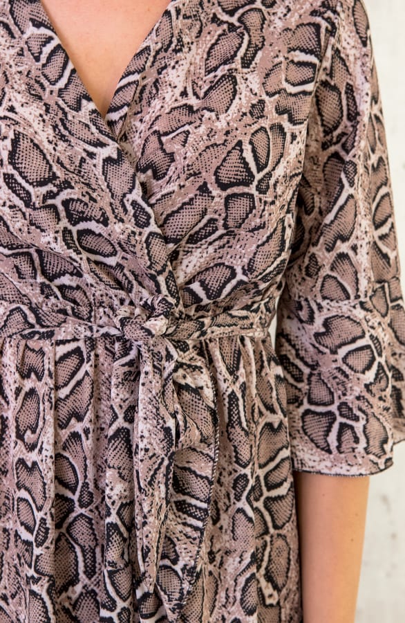 Midi Jurk Slangenprint Bruin – shoparchief, foto 5