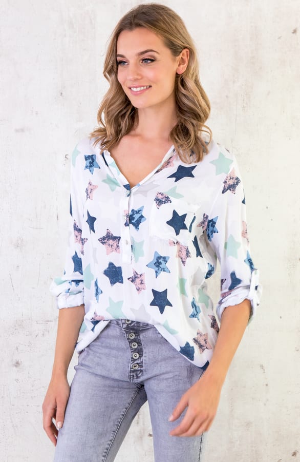 Sterren Pocket Blouse Wit – shoparchief, foto 5