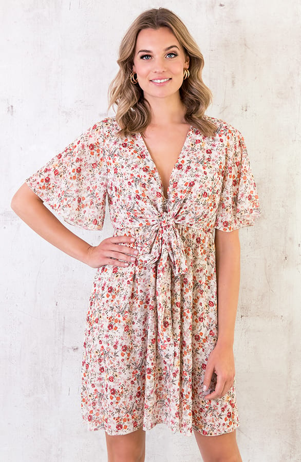 Bloemen Jurk Beige – shoparchief, foto 2