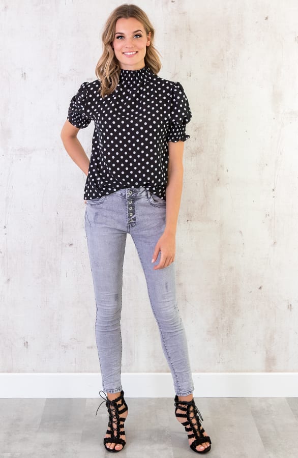 Stippen Col Top Zwart – shoparchief, foto 3