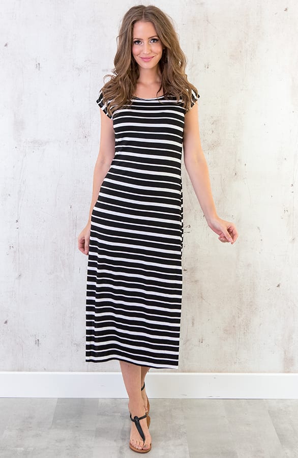 Strepen Jurk Midi Zwart – shoparchief, foto 2