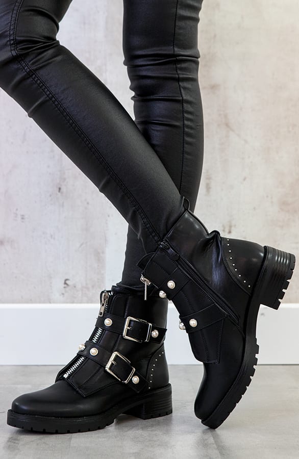 Biker Boots Parel Zwart – shoparchief, foto 4