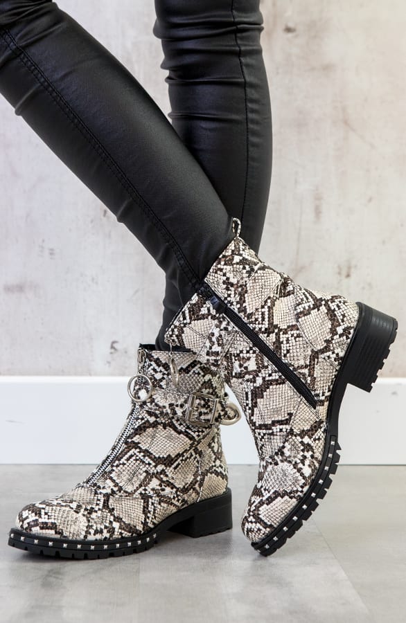 Biker Boots Slangenprint – shoparchief, foto 4