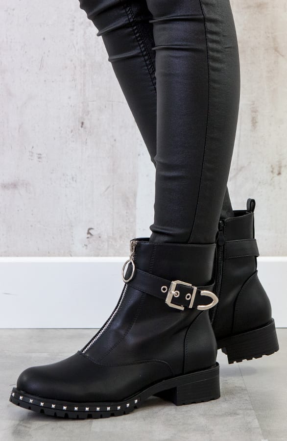 Biker Boots Zwart Rits – shoparchief, foto 3