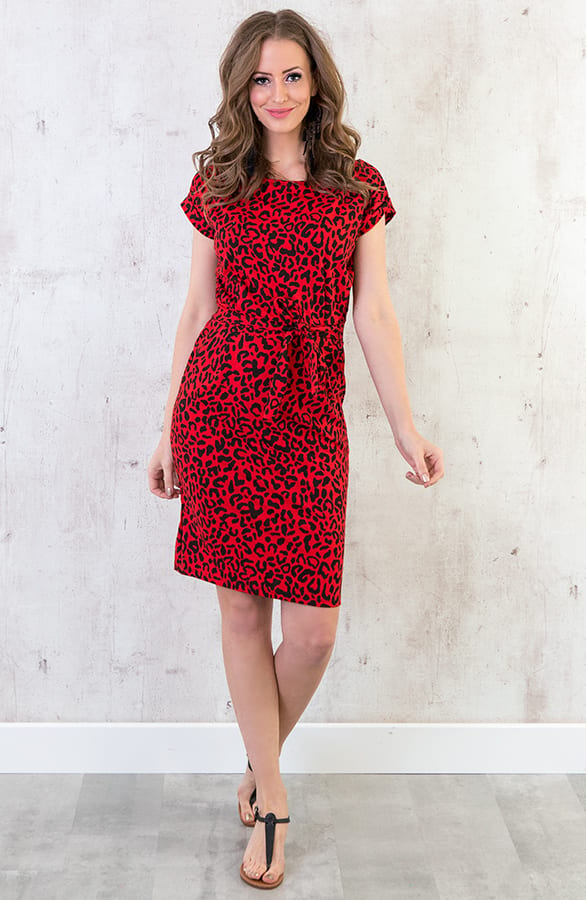 Panter Strik Jurk Rood – shoparchief, foto 4