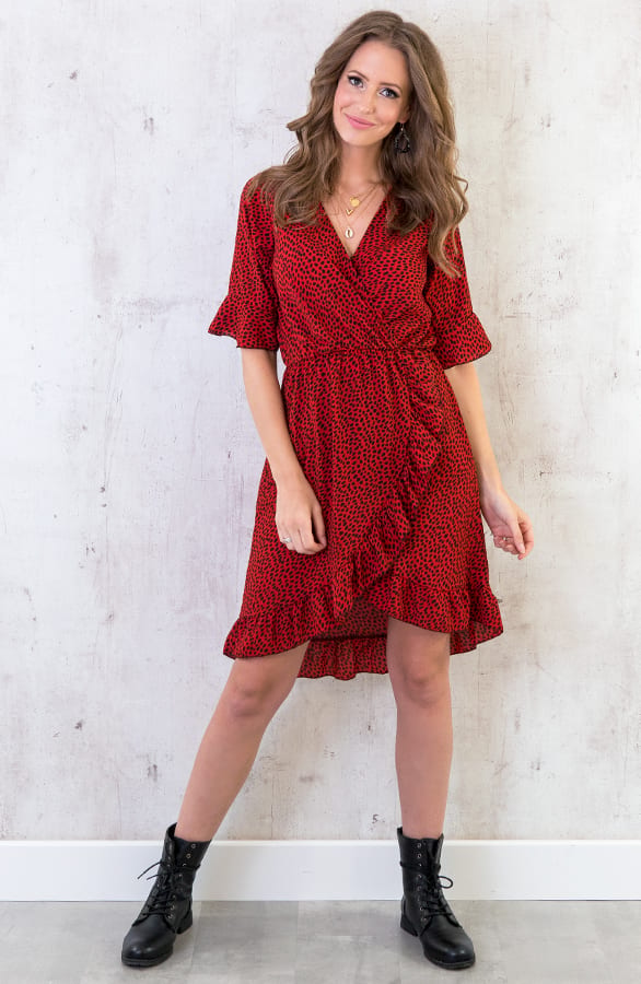 Jurk Cheetah Dames Rood – shoparchief, foto 3