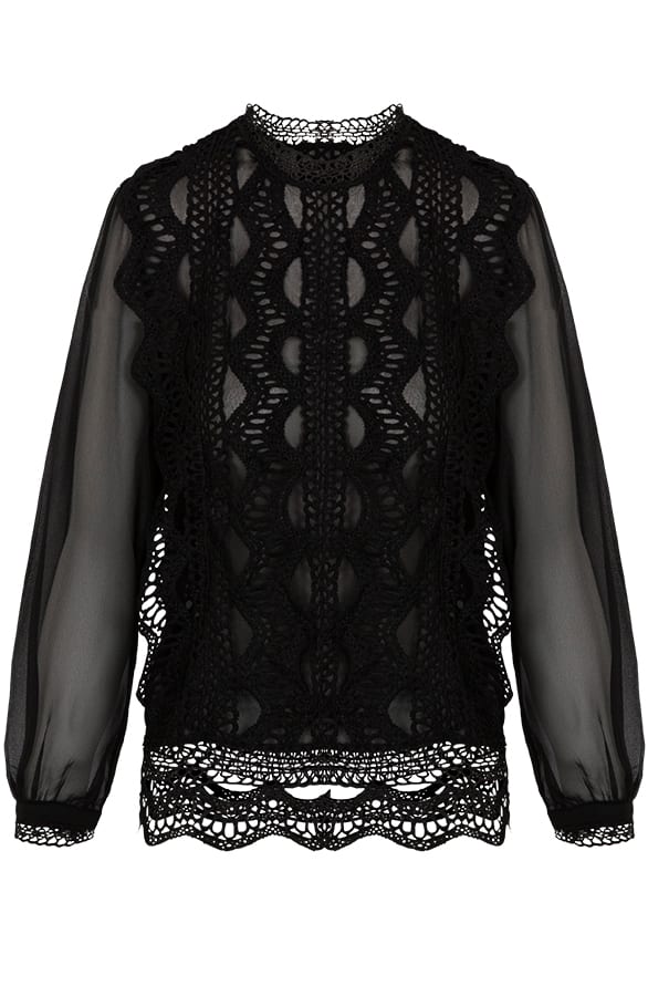 Blouse Met Kant Zwart Dames – shoparchief, foto 1