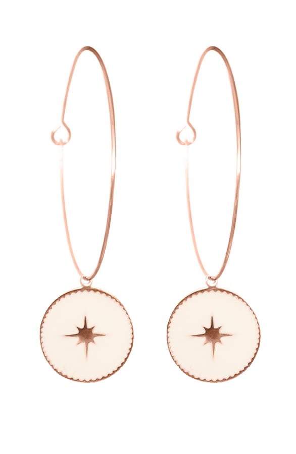 Creool Oorbellen Met Hanger Rose Creme – shoparchief, foto 1