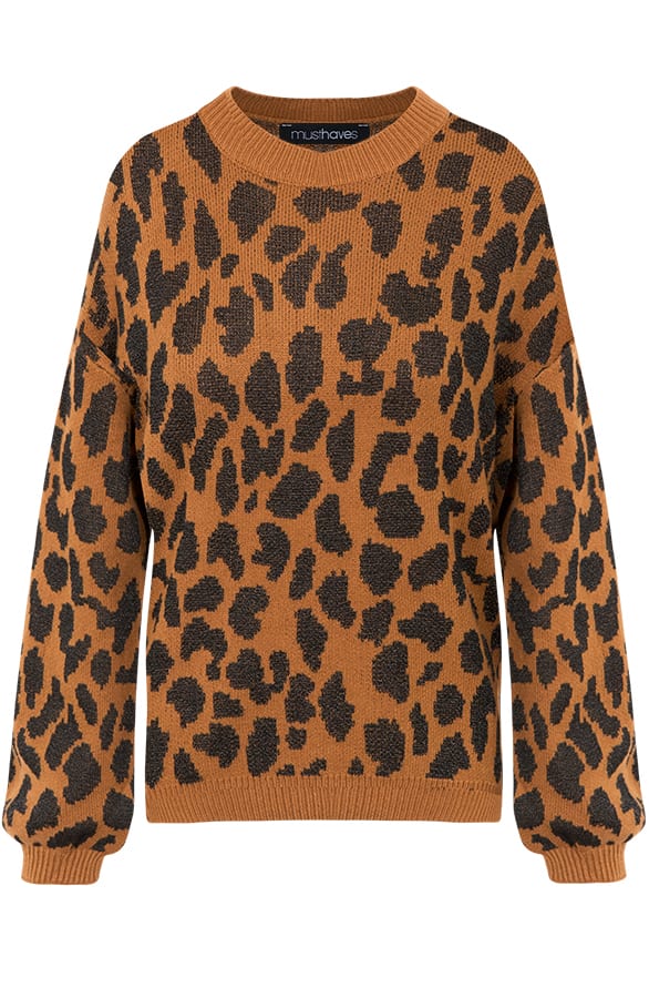 Gebreide Panter Trui Cognac – shoparchief, foto 1