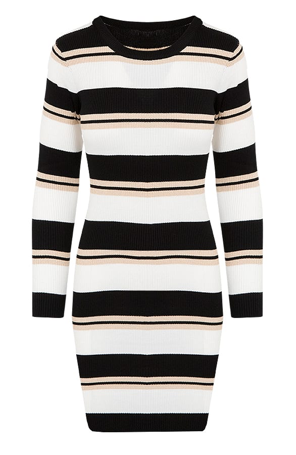 Gestreepte Jurk Stretch Creme – shoparchief, foto 1