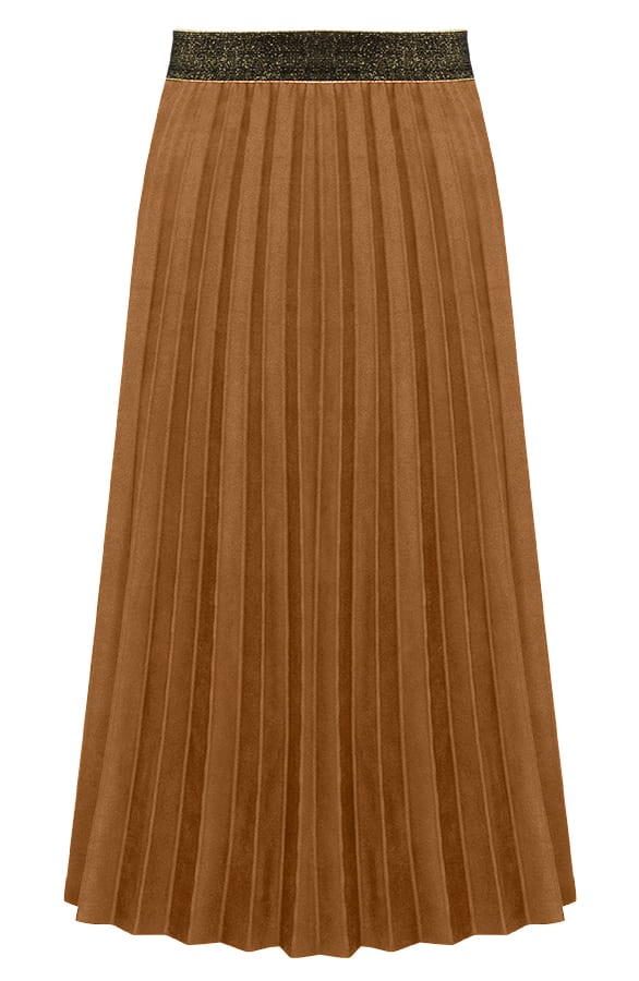 Plisse Rok Suede Camel – shoparchief, foto 1