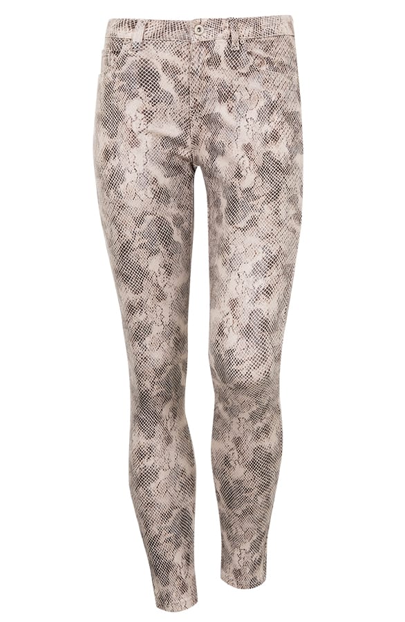Slangenprint Coating Jeans Beige – shoparchief, foto 1